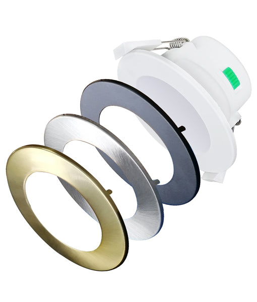 LED Dimmable Tri-CCT+Changeable Clip Faceplate Downlights Cut out: Ø70mm
