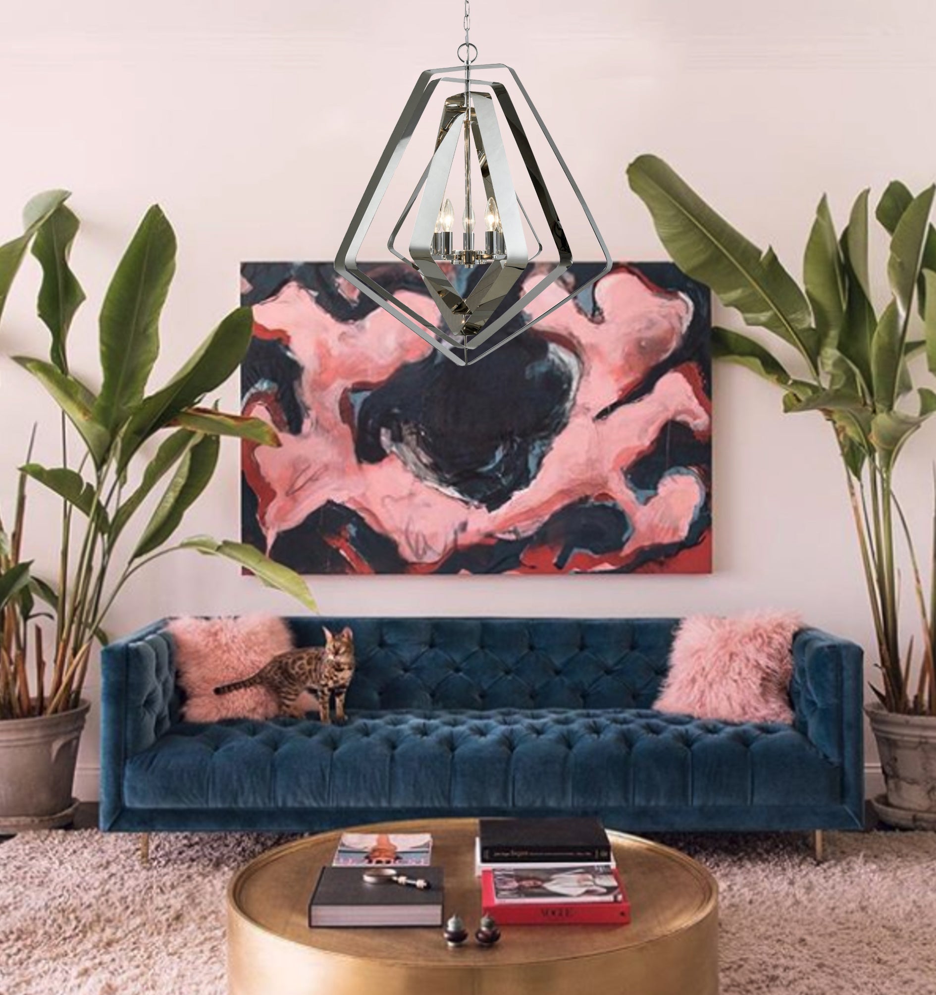 Modern Bohemian Polished Nickel Hardware Pendant Light (large)