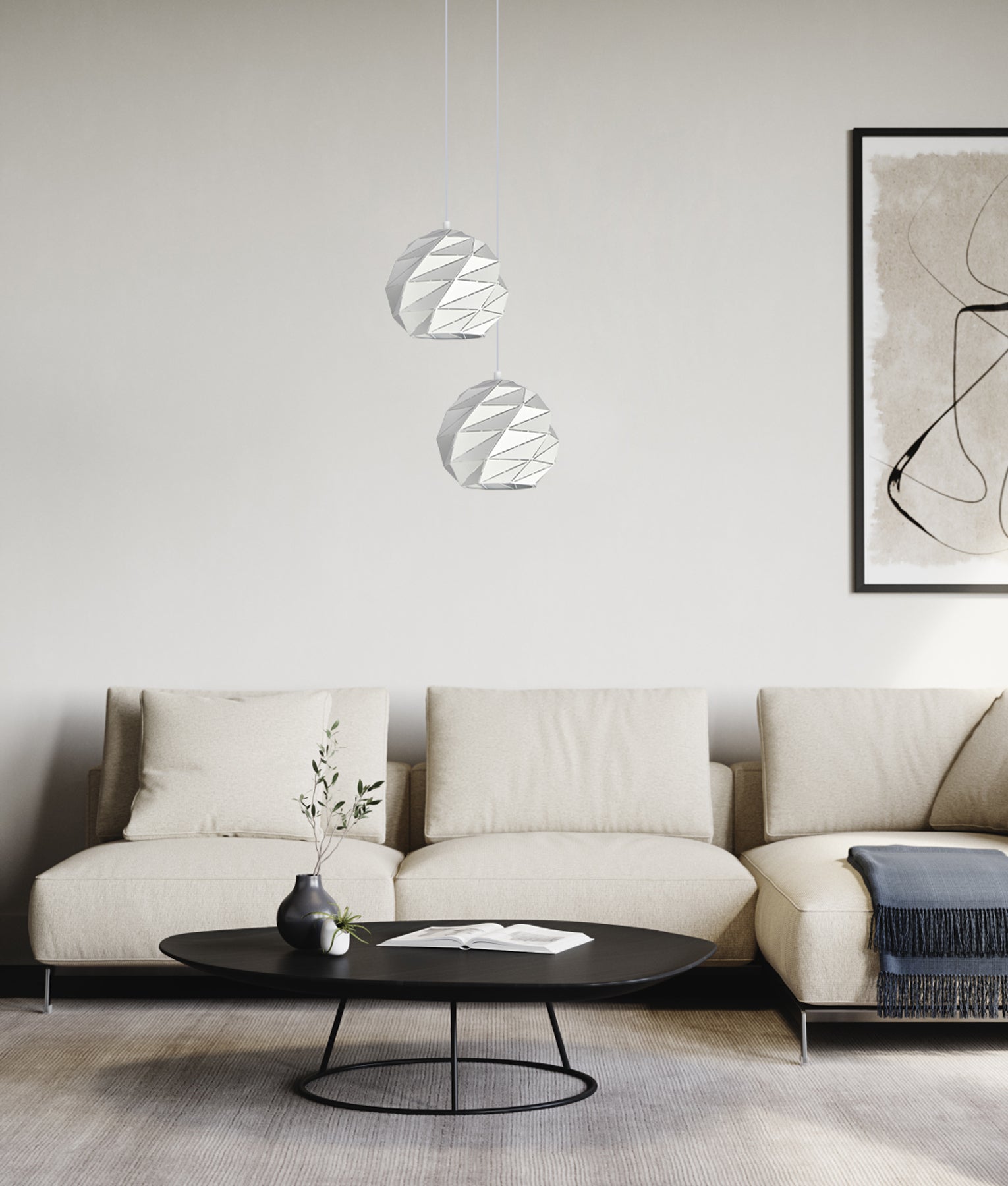 Interior Large Dome Carved Iron Origami Style Pendant Lights