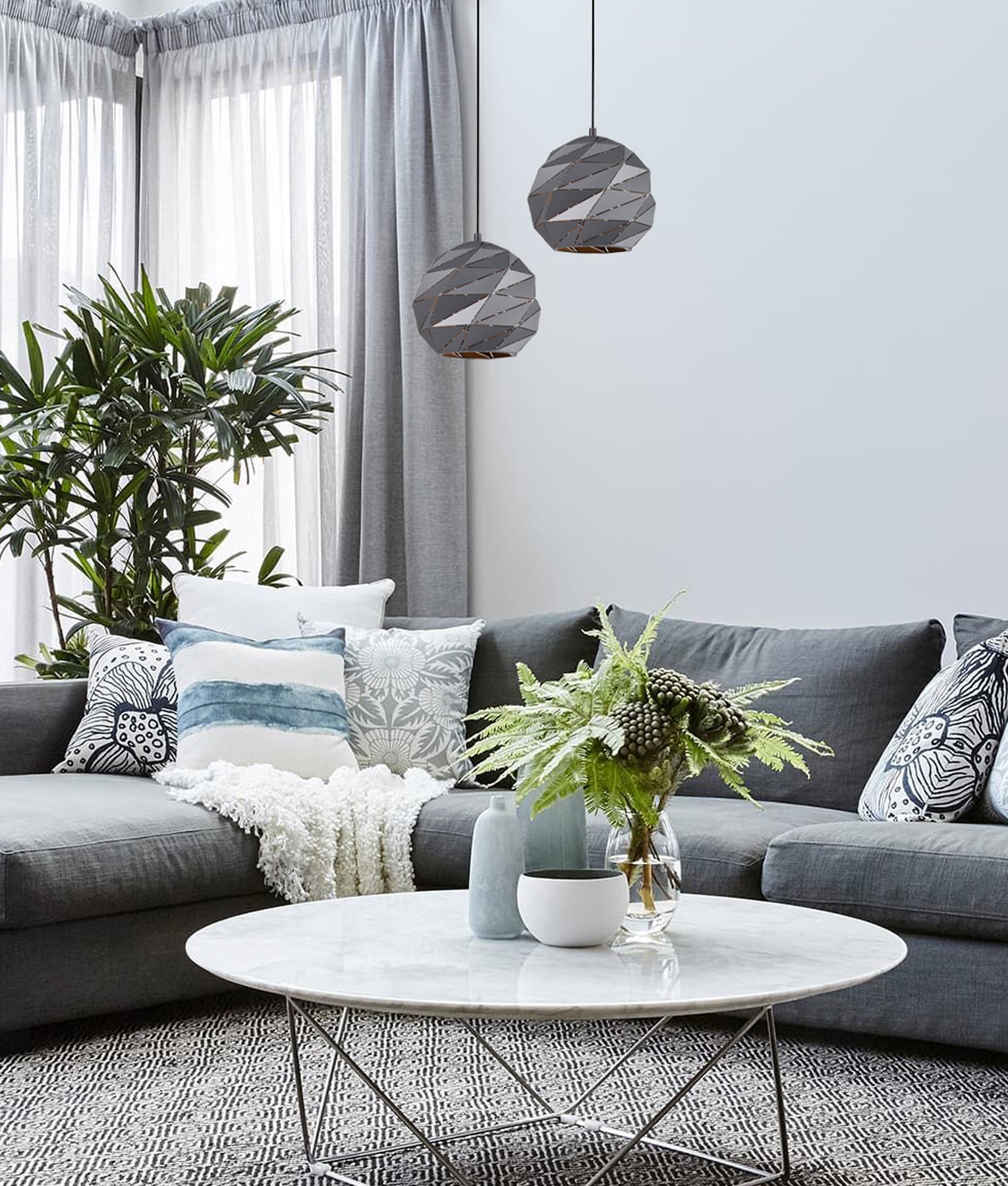 Interior Small Dome Carved Iron Origami Style Pendant Lights