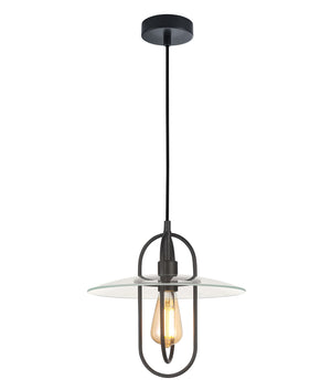 Retro Interior Oblong Iron with Glass Coolie Pendant Lights