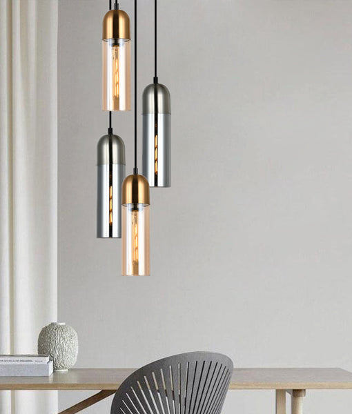 Modern Interior Round Top Cylinder Glass Pendant Lights