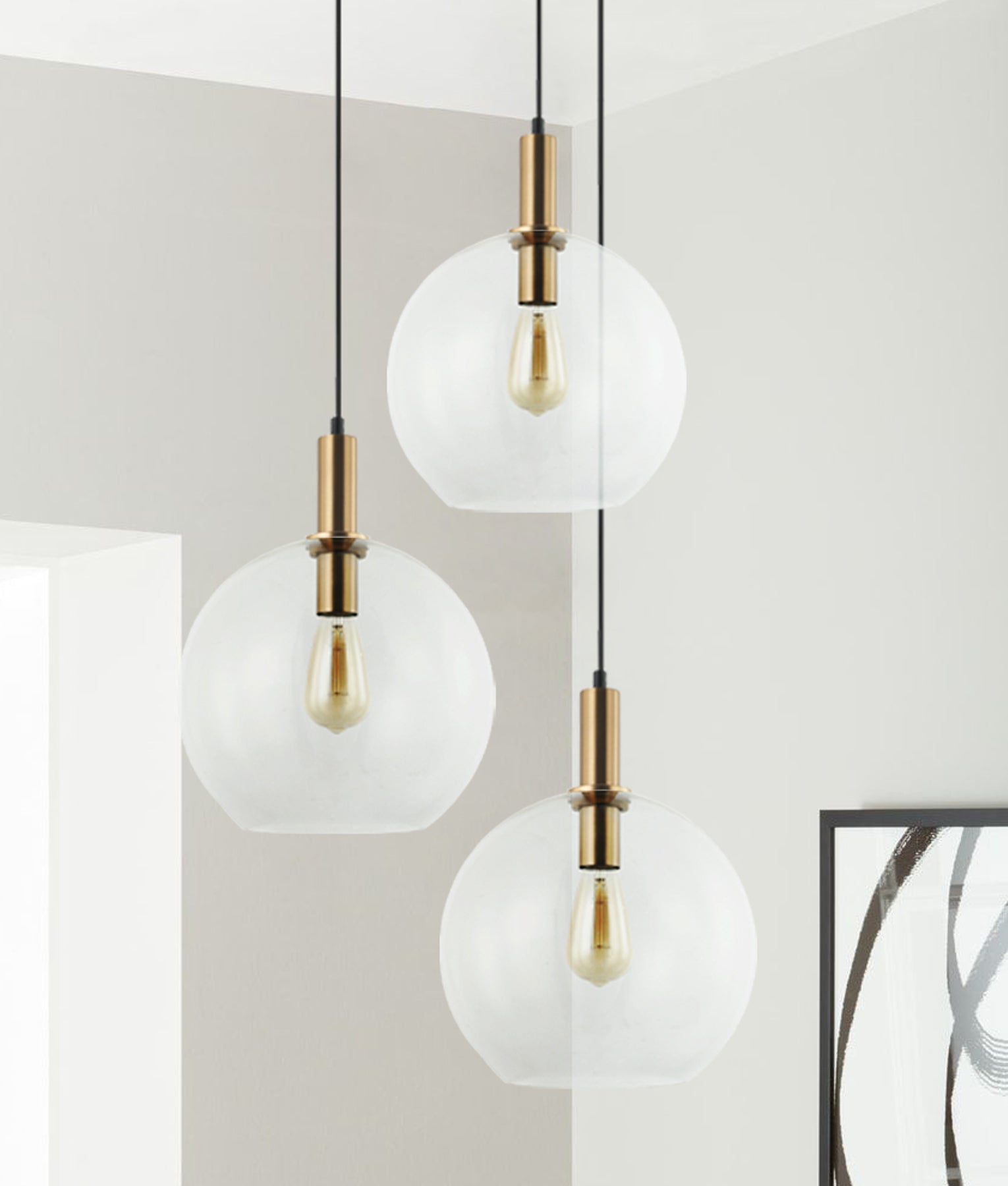 Interior Glass with Extended Bronze Highlight Pendant Lights