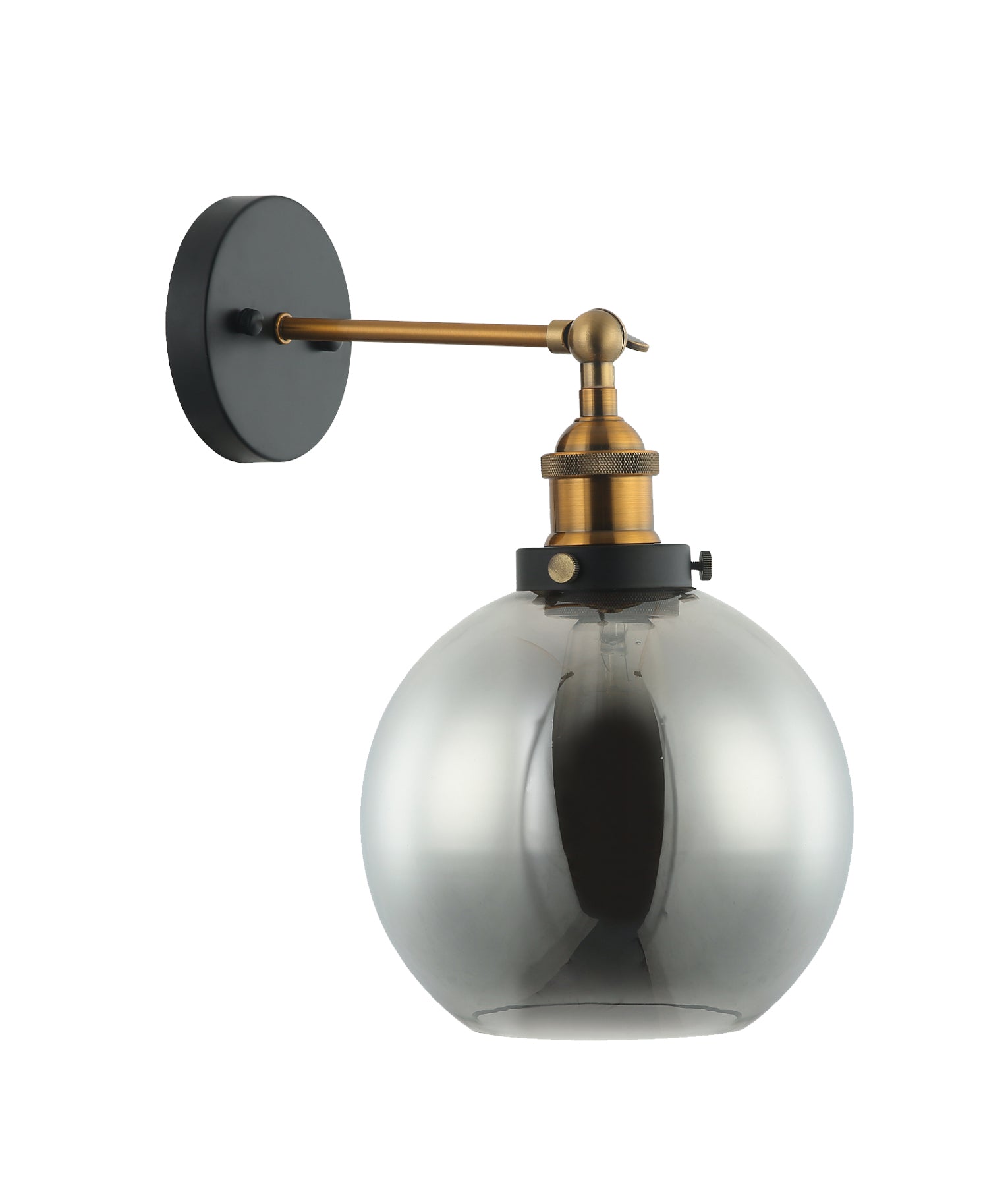 Retro Interior Swing Arm Glass with Antique Brass/ Chrome Highlight Wall Lights