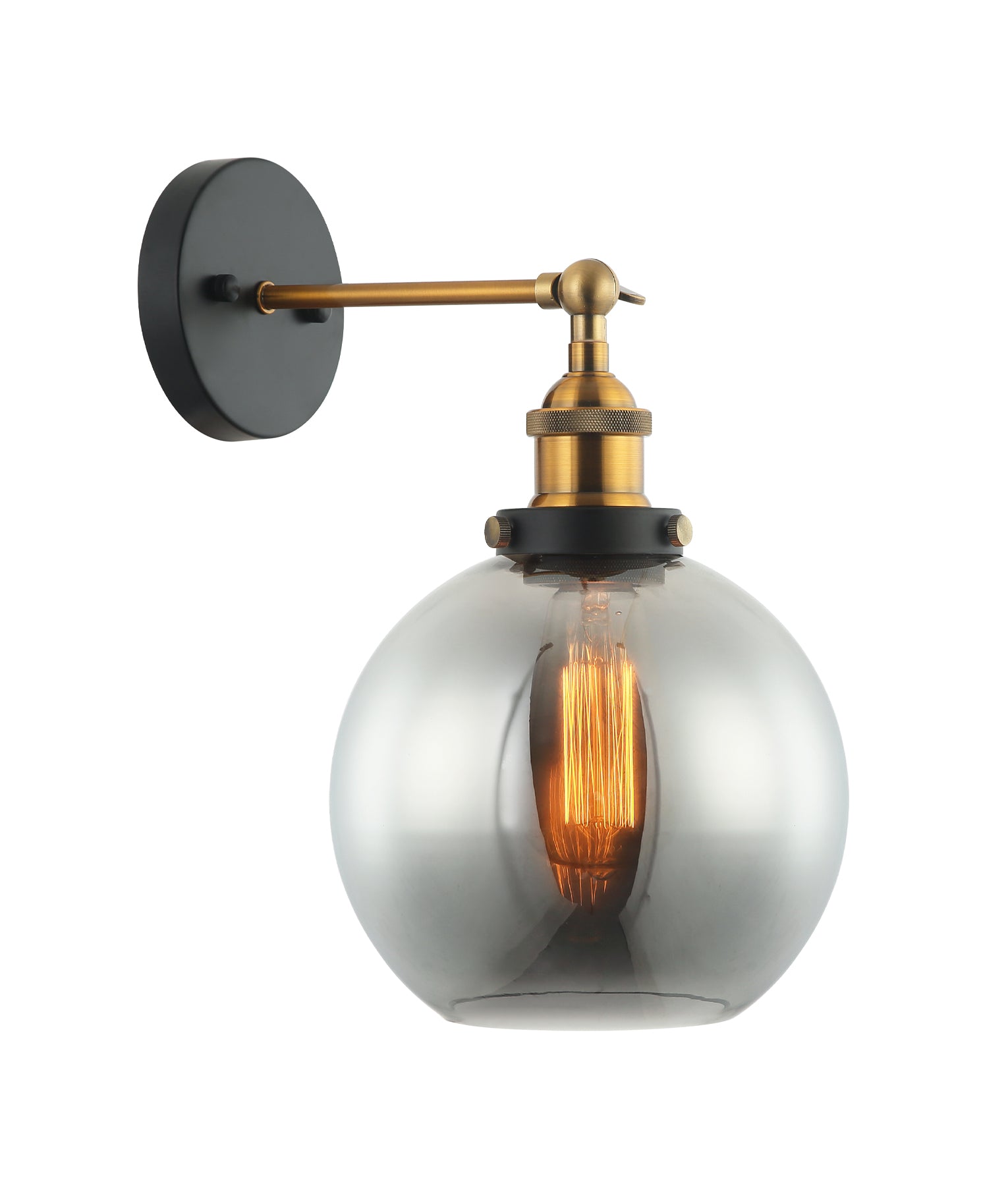 Retro Interior Swing Arm Glass with Antique Brass/ Chrome Highlight Wall Lights