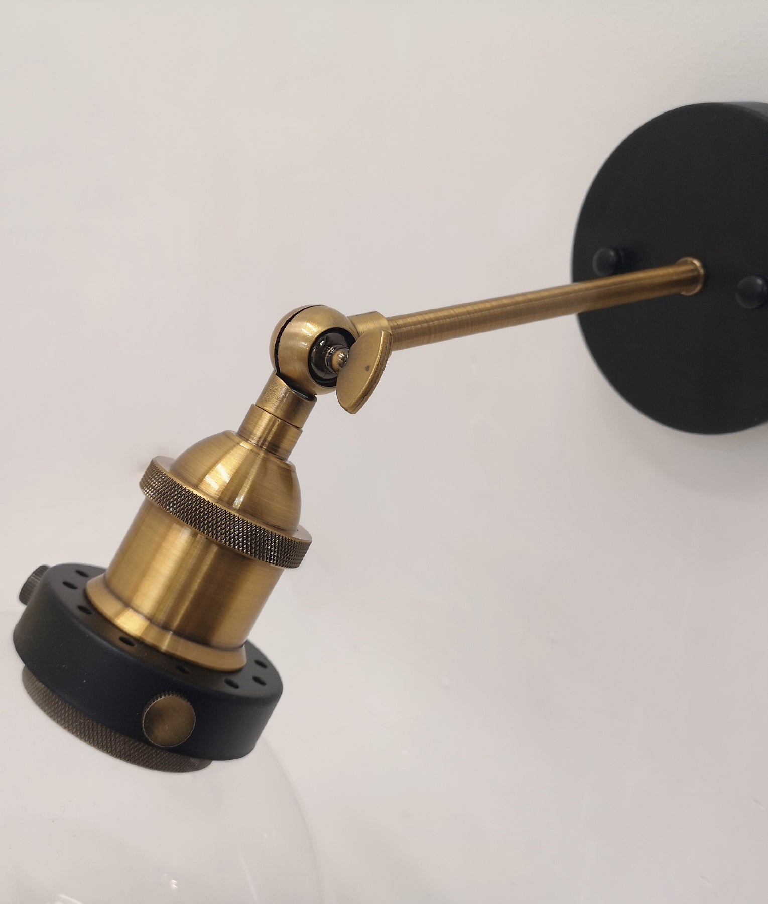 Retro Interior Swing Arm Glass with Antique Brass/ Chrome Highlight Wall Lights