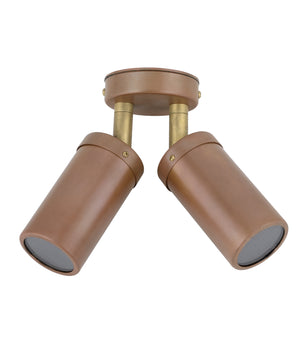 Exterior GU10 Double Adjustable Wall Pillar Spot Light (Aged Copper) IP54