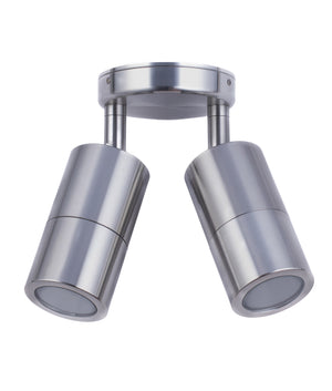 Exterior GU10 Double Adjustable Wall Pillar Spot Lights (Titanium Aluminium) IP65