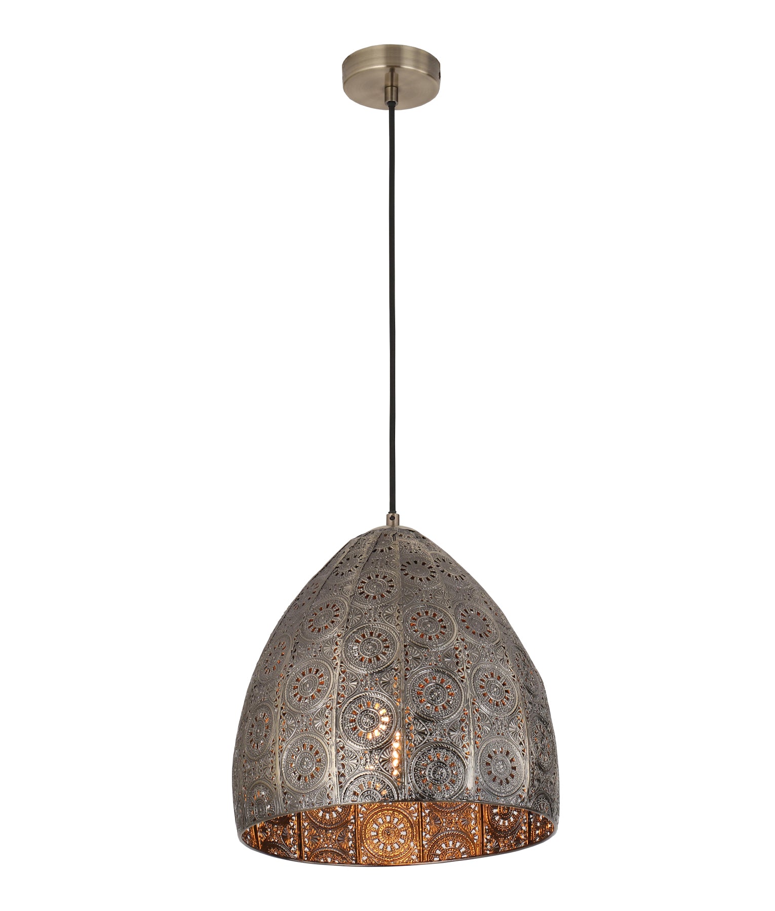 Bohemian Interior Embossed Ellipse Aged Brass Steel Ombre Pendant Light