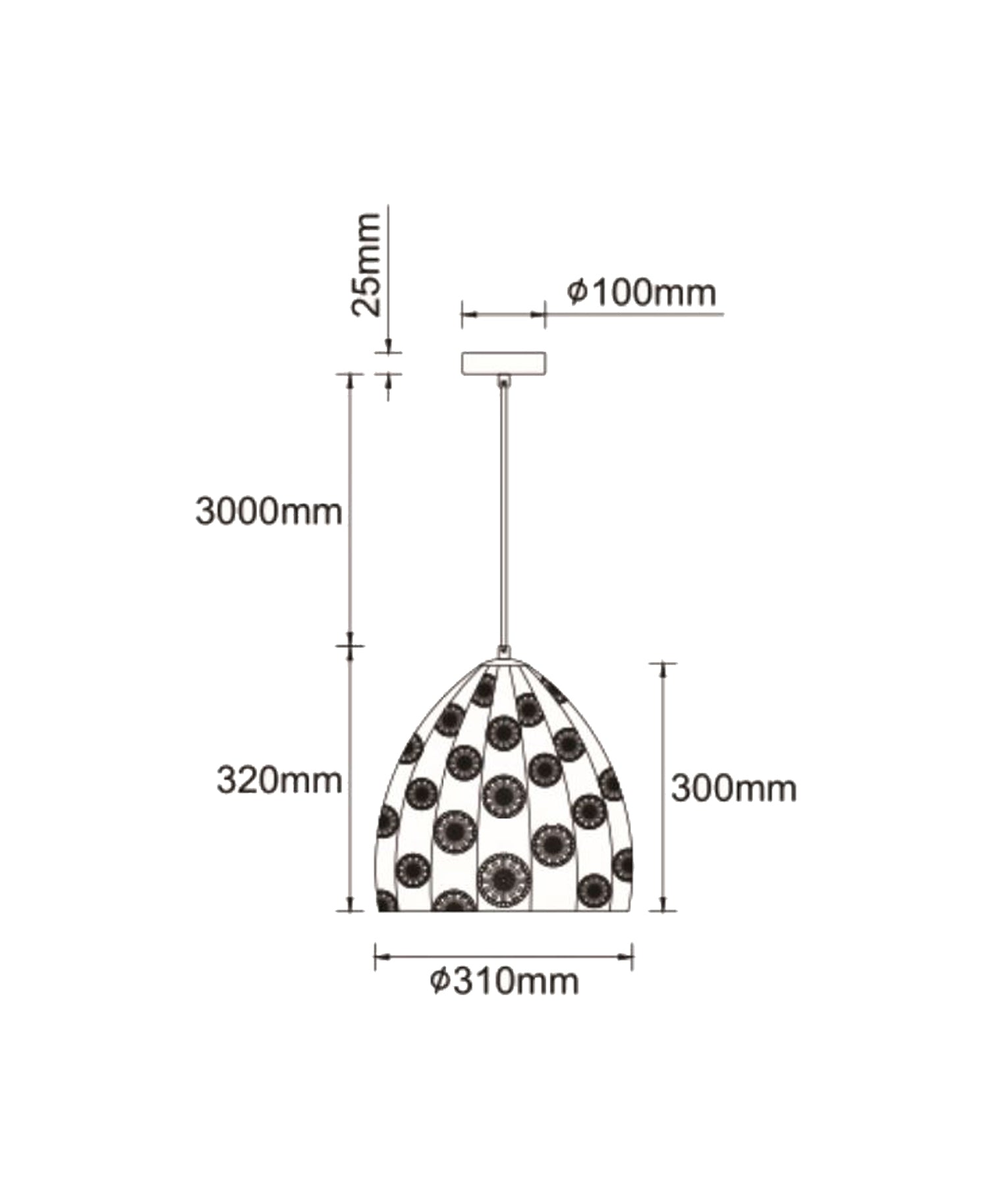 Bohemian Interior Embossed Ellipse Aged Brass Steel Ombre Pendant Light