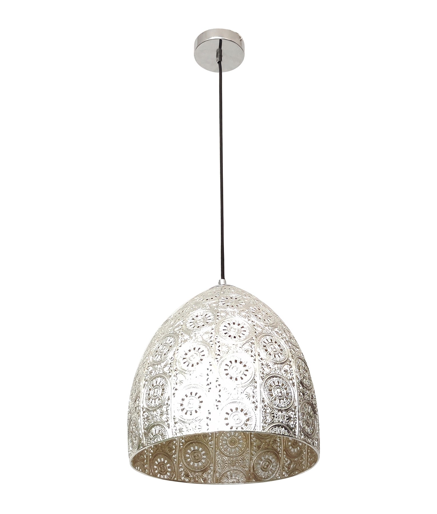 Bohemian Interior Embossed Ellipse Chrome Steel Pendant Light