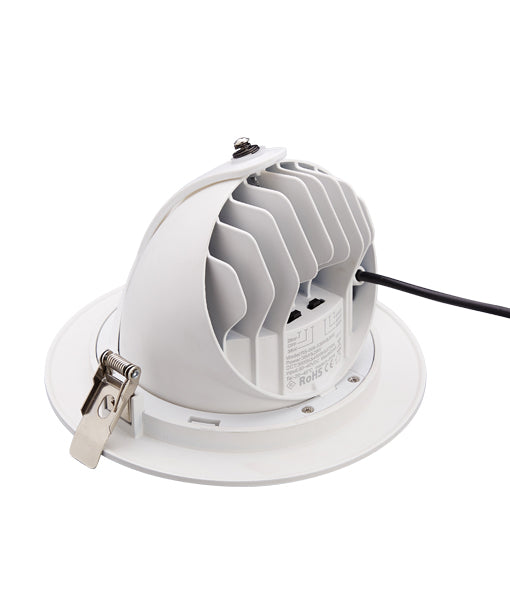 28W/ 38W LED Dual Power & Tri-CCT Gimbal White Recessed Shop Lighter