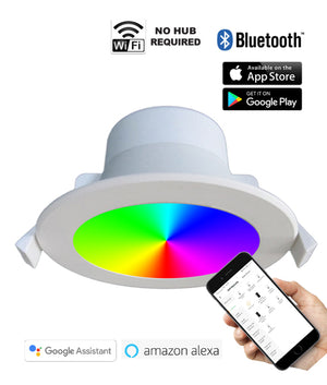 Smart Light: LED WiFi & Bluetooth Adjustable CCT+ RGB Dimmable Downlights Cutout: Ø90mm