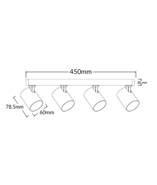 Interior GU10 4XLights Adjustable Bar Base Surface Mounted Spot Lights