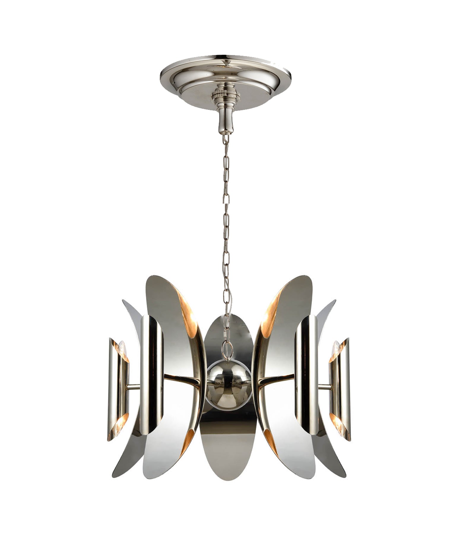 Modern Abstract Polished Nickel Hardware with Stainless Steel Pendant Light