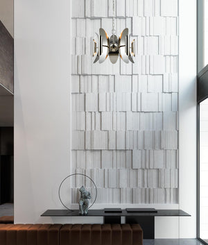 Modern Abstract Polished Nickel Hardware with Stainless Steel Pendant Light