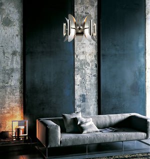 Modern Abstract Polished Nickel Hardware with Stainless Steel Pendant Light