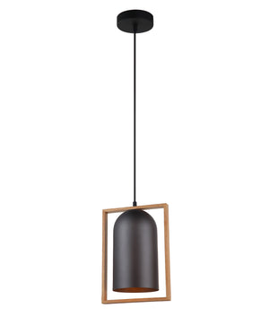 Modern Scandinavian Oblong Shape with Wood Frame Pendant Lights