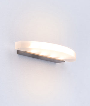 LED Interior Satin Nickel Curved Frosted Diffuser Wall Light