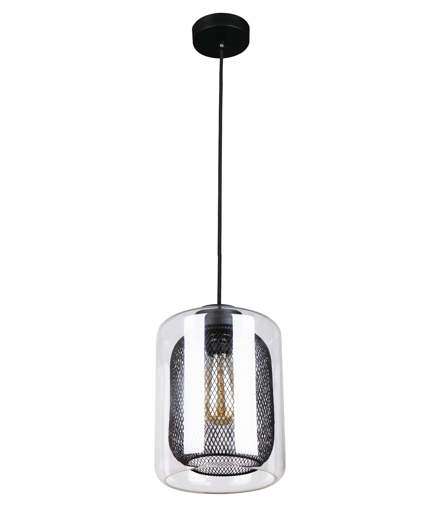 Modern Industrial Mesh Internal & Clear Glass Oblong Pendant Lights