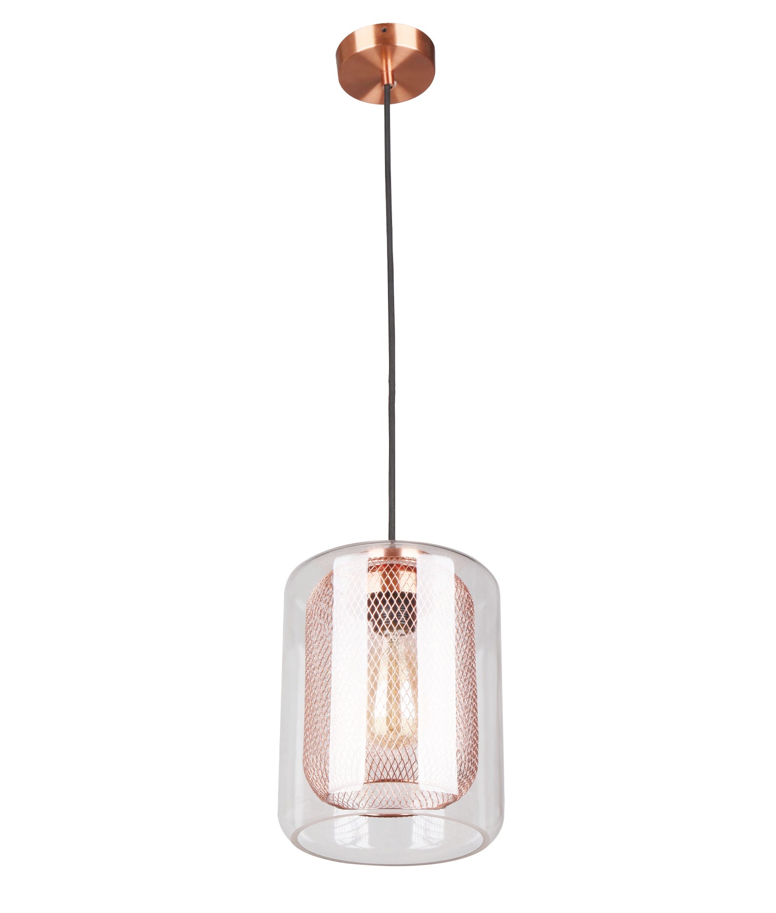 Modern Industrial Mesh Internal & Clear Glass Oblong Pendant Lights