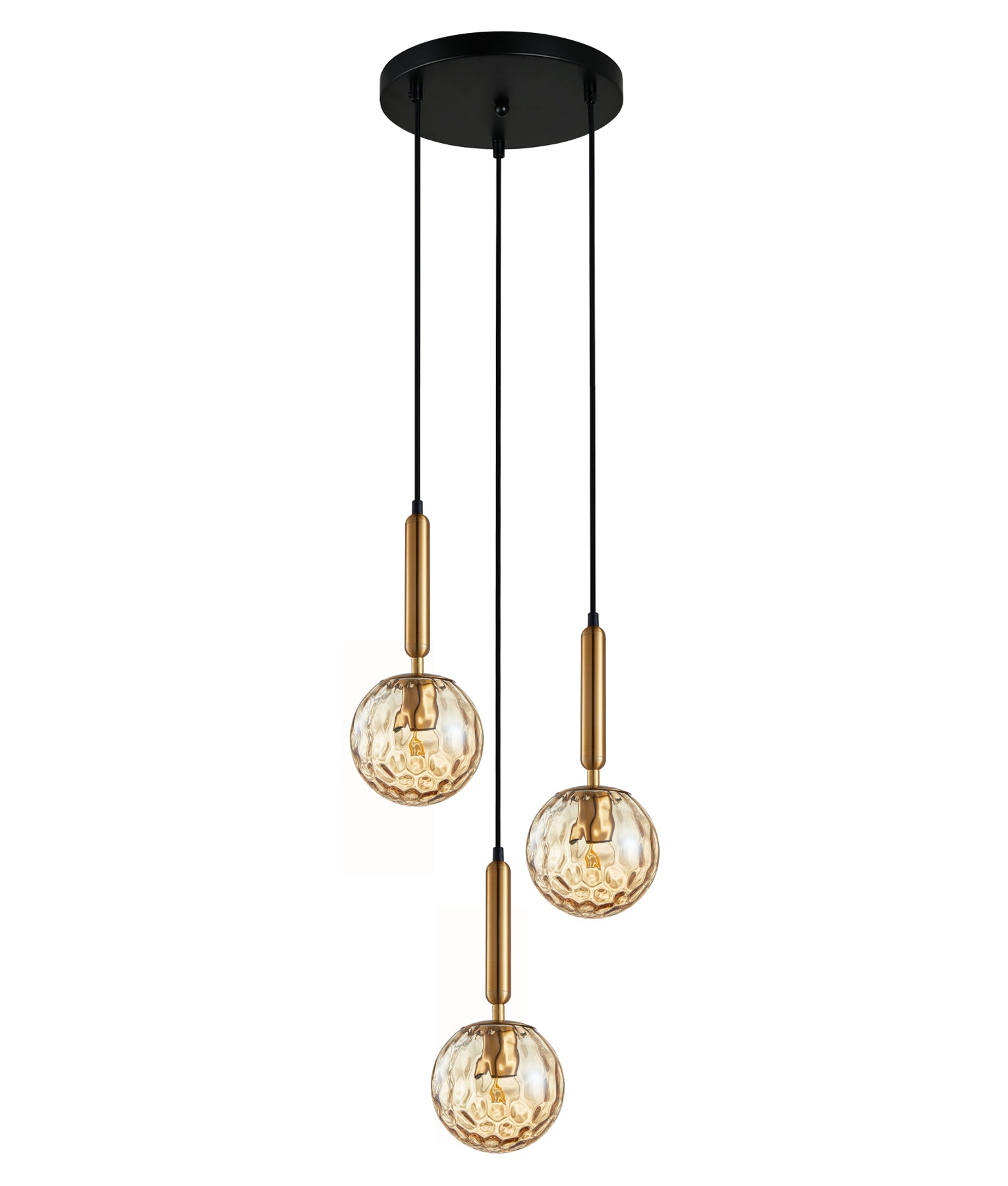Interior Bronze Amber /Black Smoke Spherical Glass Multiple Round Base Pendant Lights