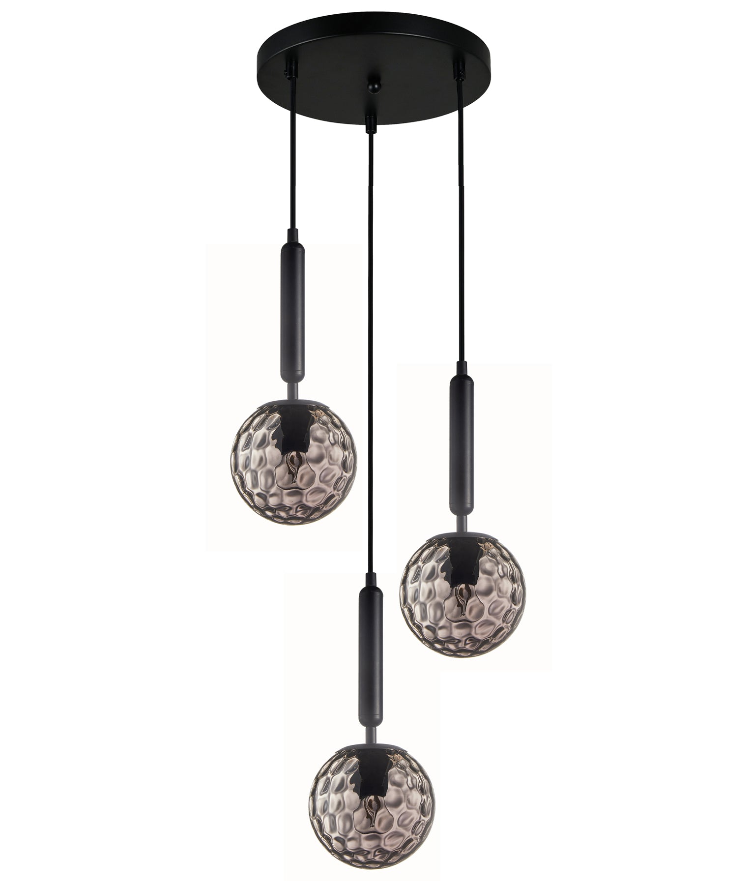 Interior Bronze Amber /Black Smoke Spherical Glass Multiple Round Base Pendant Lights