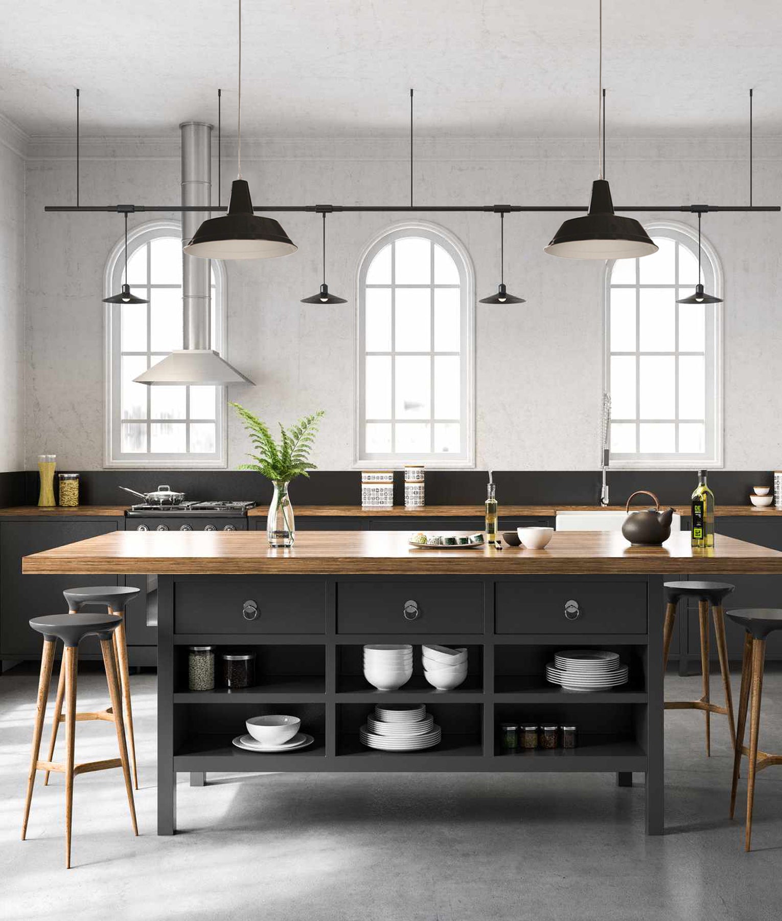 4 Wire 3 Circuit Track Pendant Light Adaptors (Black)