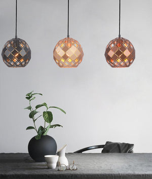 Modern Interior Embossed Tiled Iron Wine Glass Shape Small Pendant Lights