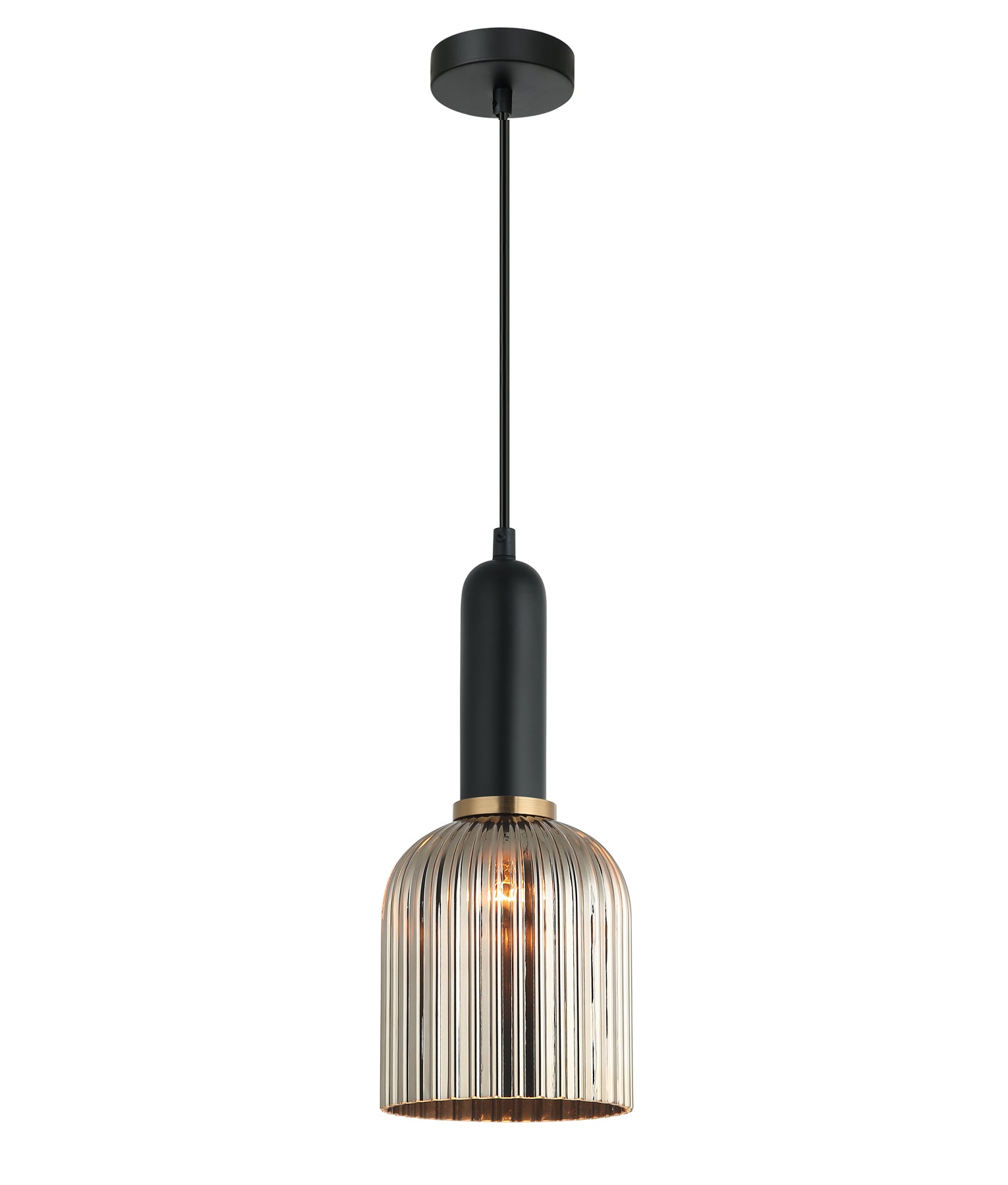 Retro Interior Ellipse Shape Ribbed Glass Pendant Lights