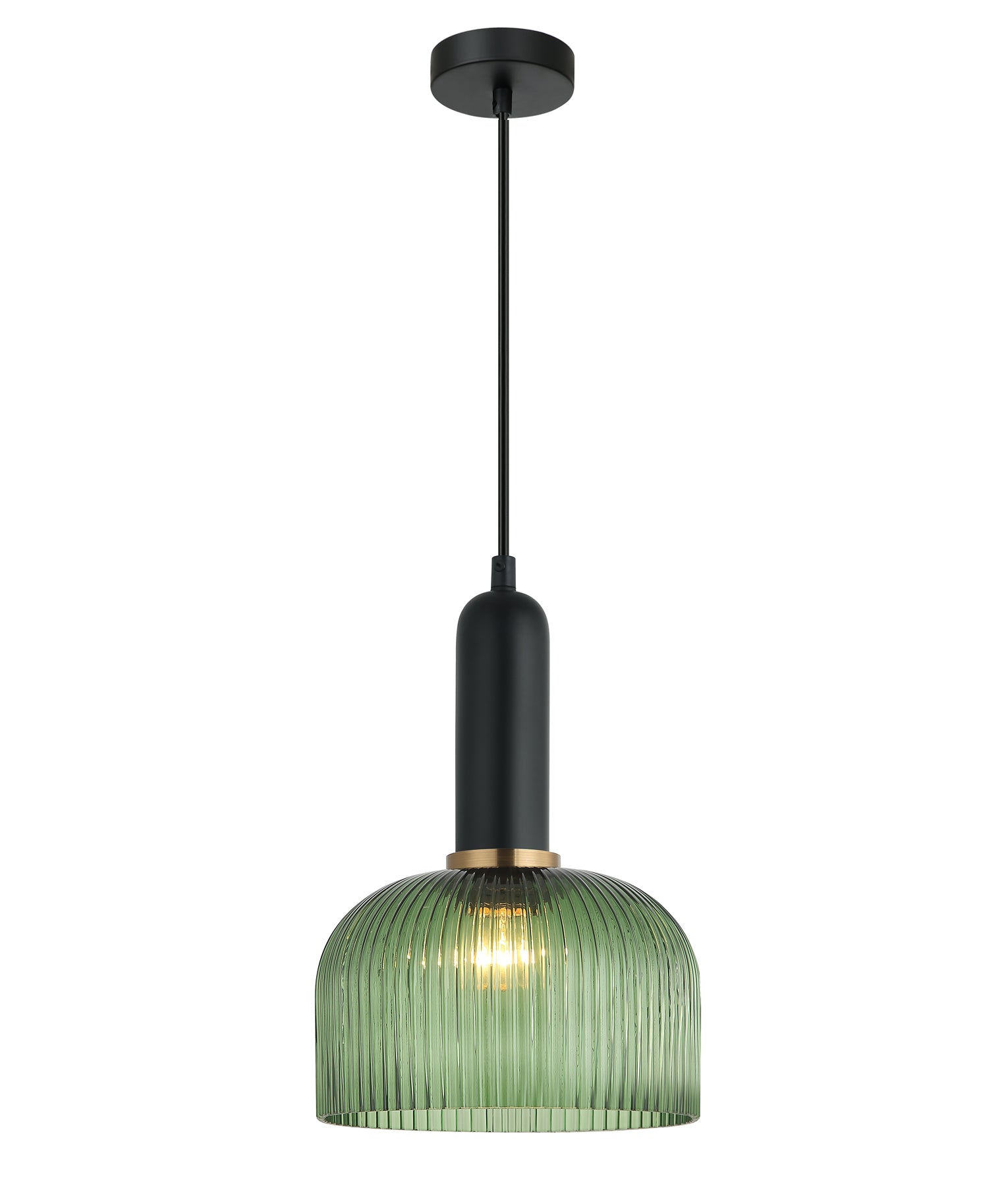 Retro Interior Dome Shape Ribbed Glass Pendant Lights