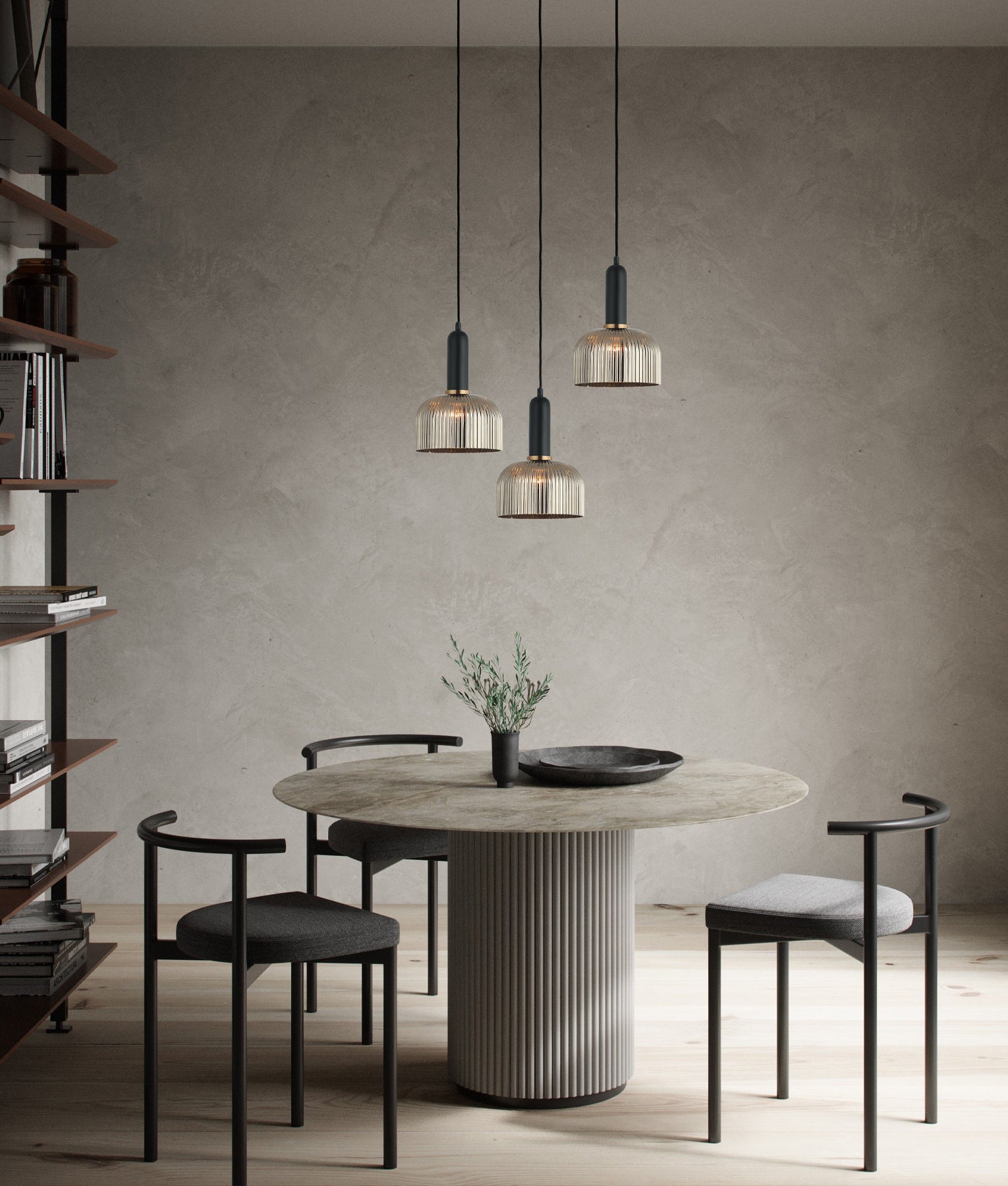 Retro Interior Dome Shape Ribbed Glass Pendant Lights