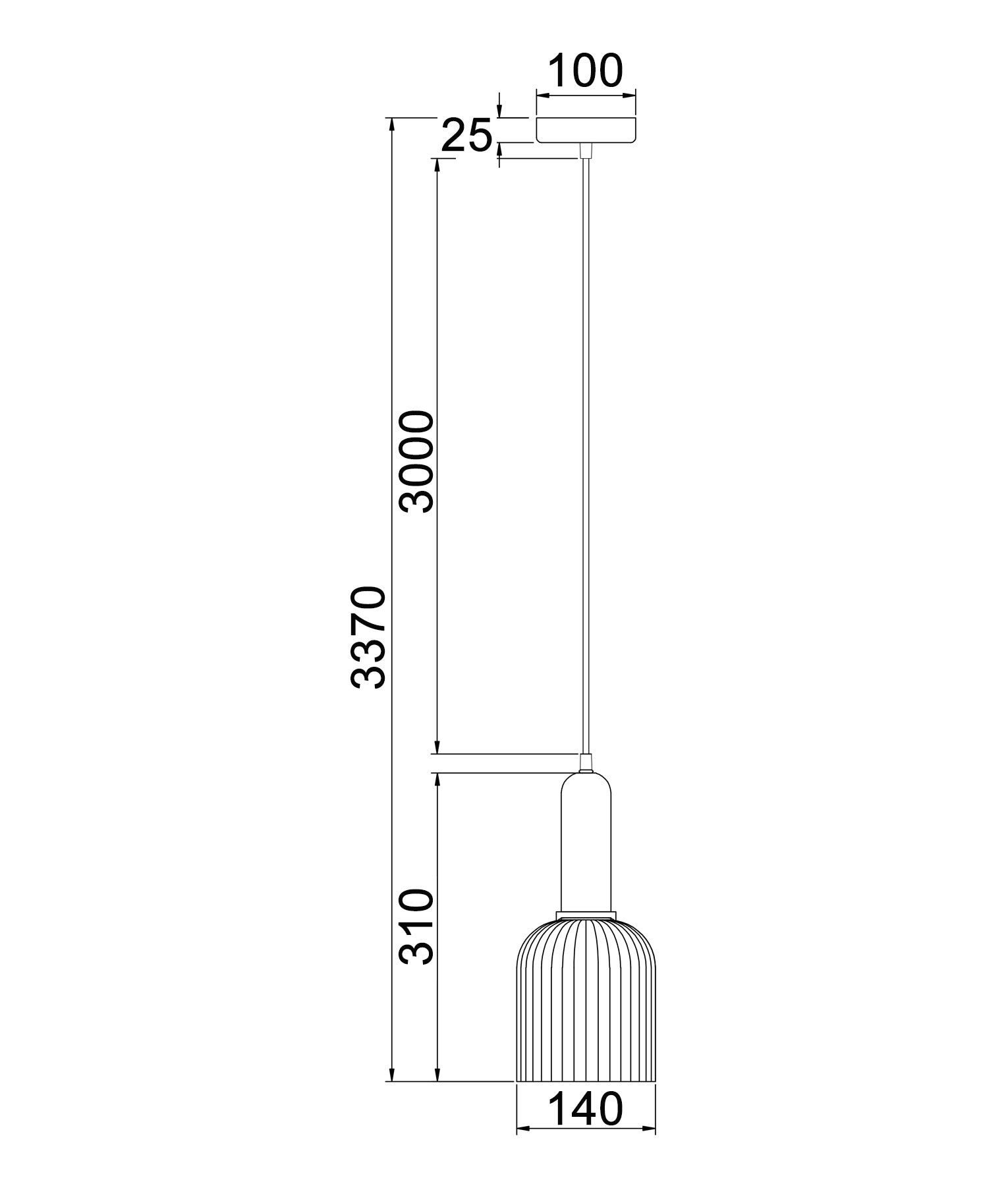 Retro Interior Ellipse Shape Ribbed Glass Pendant Lights