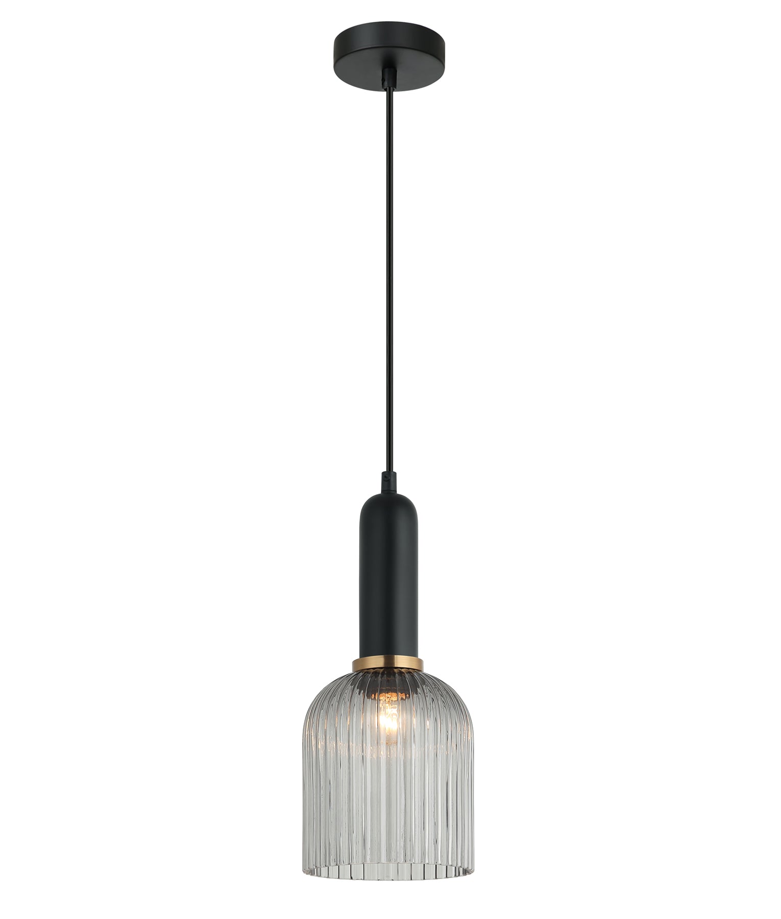 Retro Interior Ellipse Shape Ribbed Glass Pendant Lights