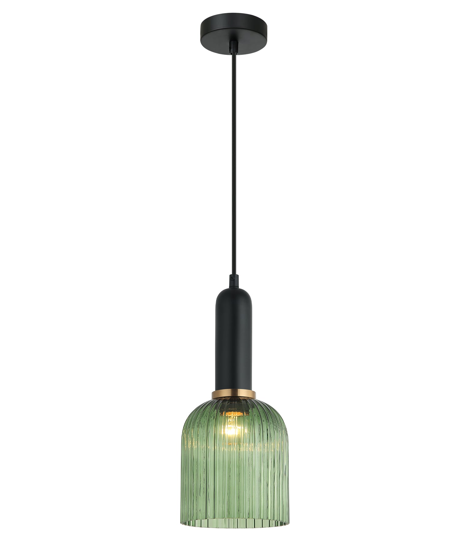 Retro Interior Ellipse Shape Ribbed Glass Pendant Lights