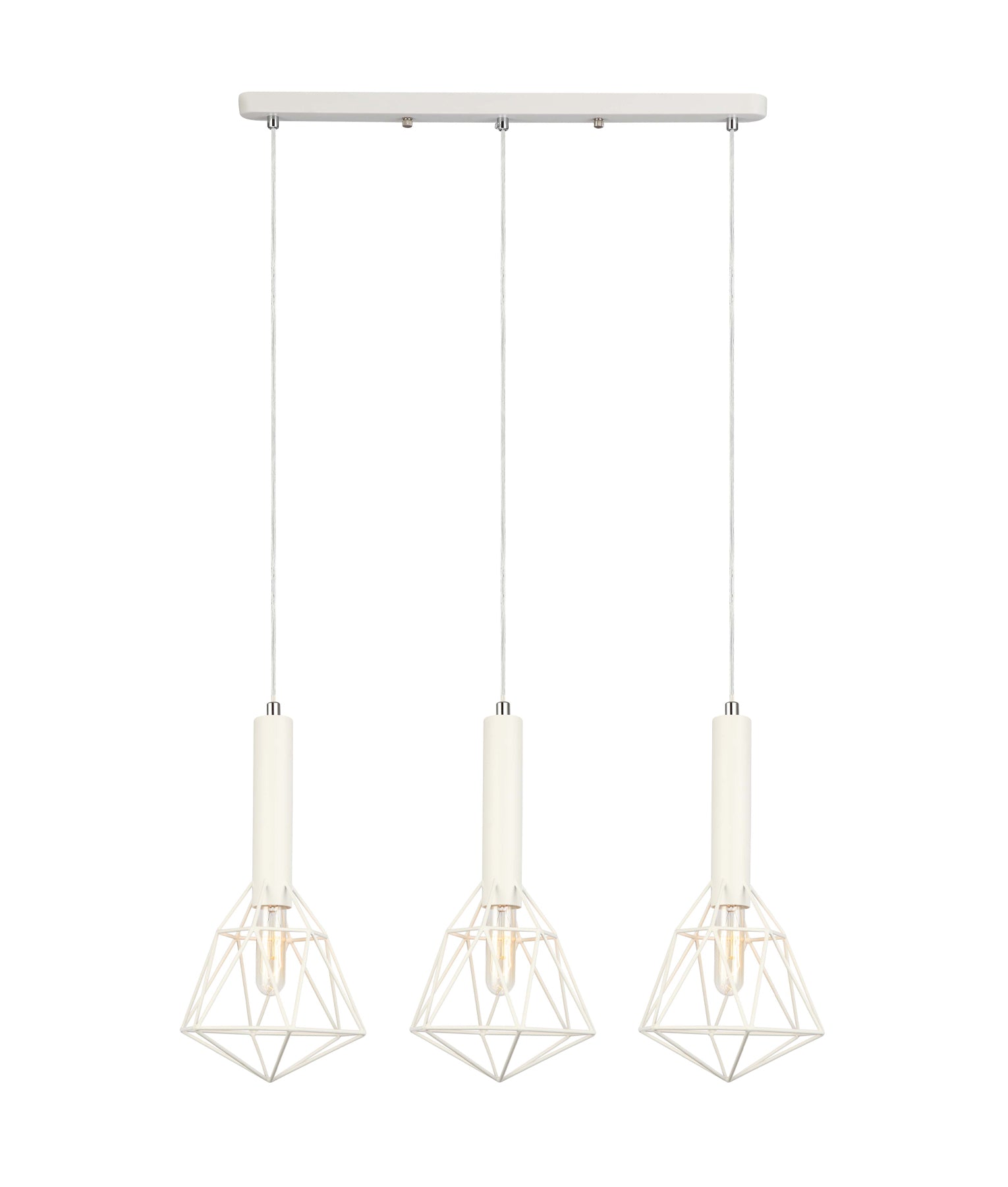 Industrial Modern Black or White Pendant Light  3x Bird Cage With Bar Base