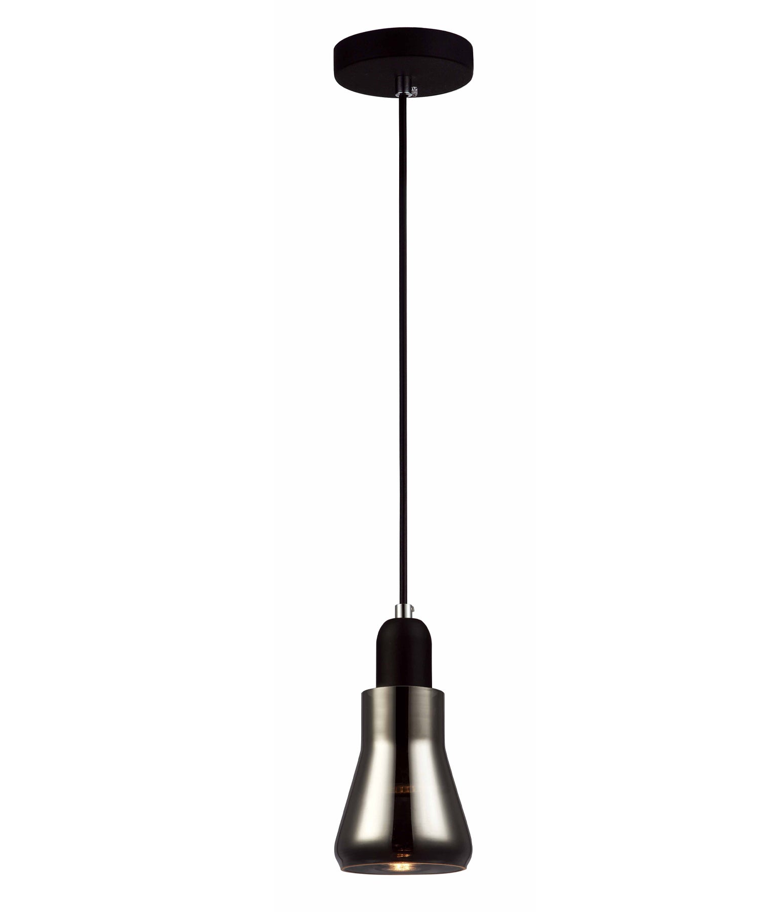 Modern Retro Black Smoke Glass Flute Pendant Light